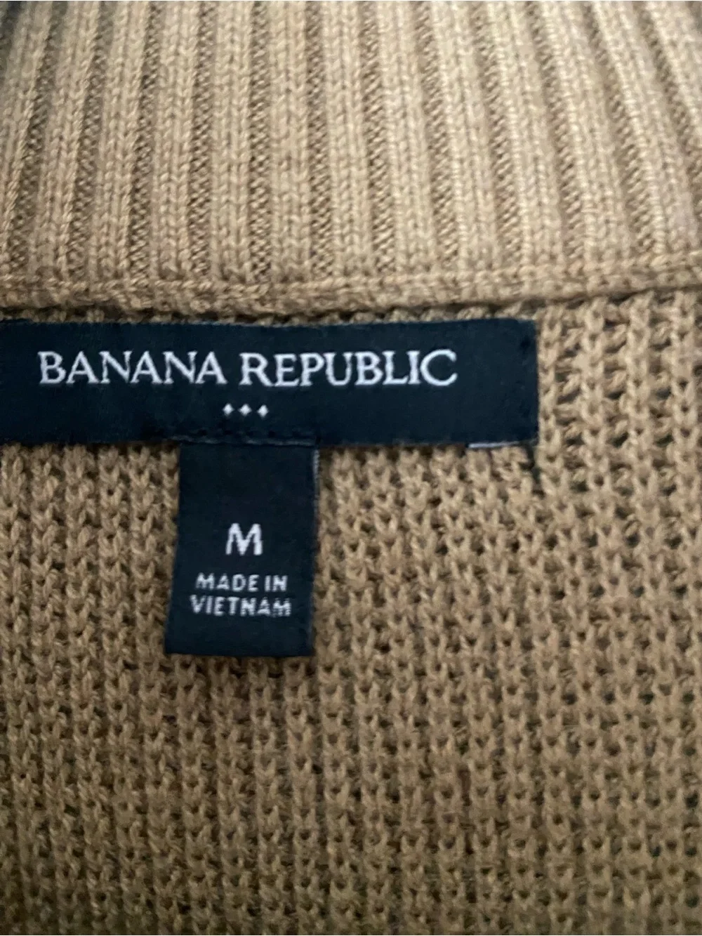 Banana Republic Men's Tan Zip Front Knit Cardigan Sweater Jacket Size M